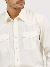 WRANGLER LONG SLEEVE WESTERN SNAP DOBBY STRIPE SHIRT LIGHT TAN 75226TN