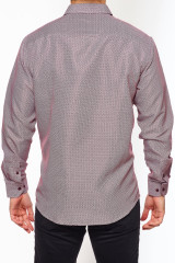 CALVETTI MENS LONG SLEEVE PRINTED SHIRT BURGUNDY HLS2004-108 