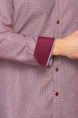 CALVETTI MENS LONG SLEEVE PRINTED SHIRT BURGUNDY HLS2004-108 