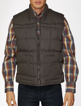 RODEO MENS CANVAS QUILTED SLEEVELESS VEST BROWN ACV29