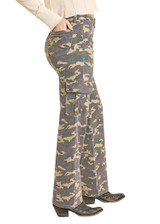 ROCK & ROLL WEST DESPERADO HIGH RISE CAMO CARGO WIDE LEG JEANS BW6HD07900
