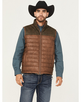 CRIPPLE CREEK MENS FAUX LEATHER PUFFER VEST BROWN CW6713-220