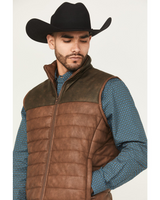 CRIPPLE CREEK MENS FAUX LEATHER PUFFER VEST BROWN CW6713-220
