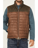 CRIPPLE CREEK MENS FAUX LEATHER PUFFER VEST BROWN CW6713-220