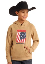 ROCK & ROLL BOYS USA FLAG HOODIE TAN BB94T05607