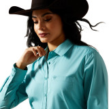 ARIAT WOMENS KIRBY STRETCH LONG SLEEVE AQUA SEA 10062538