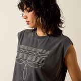 ARIAT DALLAS CROPPED T-SHIRT CHARCOAL WASH 10071109