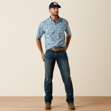 ARIAT TIM CLASSIC FIT SHIRT SHADOW BLUE LEAF PRINT 10071734