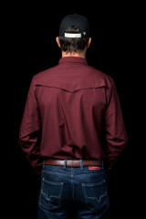 FERRELL MENS CORE LONG SLEEVE SNAP SHIRT MAROON FSL1002331