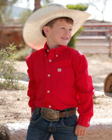 CINCH BOYS SOLID BUTTON-DOWN WESTERN SHIRT RED MTW7060029