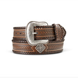 M&F ARIAT WHIP STITCH LACE BELT BROWN  A1044202