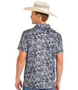 ROCK & ROLL MENS CAMO MESH POLO SHIRT CHARCOAL BM51T08355