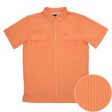SAN JAC MENS SHORT SLEEVE PEARL SNAP SHIRT PEACH STRIPE COA-SS-PSTRP