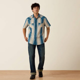 ARIAT RETRO HYLAND FITTED SNAP SHIRT COLONIAL BLUE STRIPE 10073573