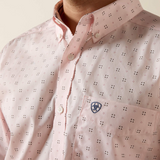 ARIAT WRINKLE FREE WALLY FITTED SHIRT BARELY PINK GEO PRINT 10073690
