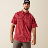 ARIAT PRINTED VENTTEK OUTBOUND CLASSIC FIT SHIRT RHUBARB RED 10073429