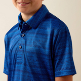 ARIAT ALL OVER PRINT POLO BLUE QUARTZ TRIBAL STRIPE 10073490