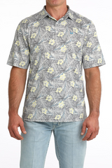 CINCH HAWAIIAN PRINT POLO BLACK/WHITE YELLOW MTK1865043