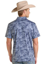 ROCK & ROLL TECHNO CAMO BLUE PRINT POLO BM51T09604