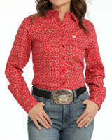 CINCH STRETCH ARENA FIT BUTTON-DOWN SHIRT RED PRINT MSW9164250