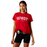 ARIAT COLLEGIATE HOWDY T-SHIRT CRIMSON/WHITE 10079903