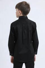 PLATINI KIDS LONG SLEEVE ROLEX BUTTON UP BLACK CTB9258