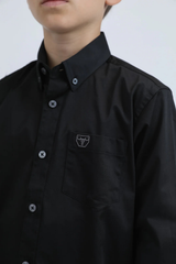 PLATINI KIDS LONG SLEEVE ROLEX BUTTON UP BLACK CTB9258