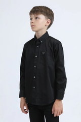 PLATINI KIDS LONG SLEEVE ROLEX BUTTON UP BLACK CTB9258