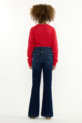 KANCAN ASTER MID RISE KIDS FLARE JEANS DARK WASH YCFL30001D