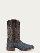 CORRAL BLUE PIRARUCU EMBROIDERY BROWN COWHIDE COWBOY BOOT A5056