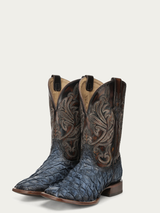 CORRAL BLUE PIRARUCU EMBROIDERY BROWN COWHIDE COWBOY BOOT A5056