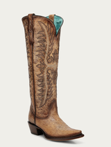 CORRAL SAND EMBROIDERY WITH METALLIC BEADED WELT COWBOY BOOT A5009