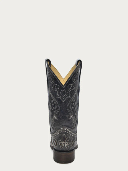 CORRAL WOMENS BLACK EMBROIDERY SNAKE INLAY COWBOY BOOT A2402