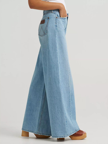 WRANGLER WOMENS RETRO BAILEY HIGH RISE WIDE LEG PIECED JEAN 2375003