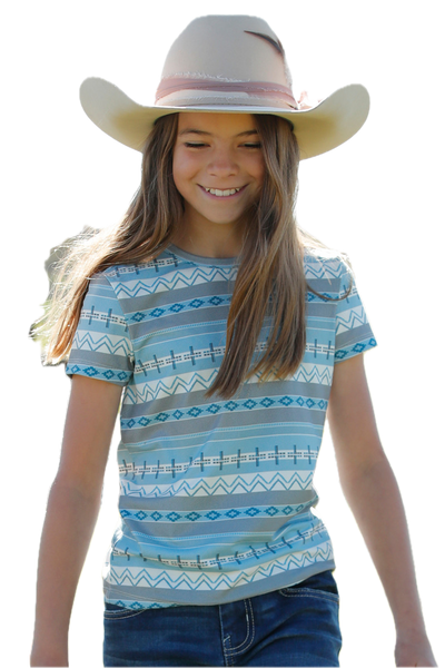 CINCH GIRLS SHORT SLEEVE PRINTED TEE LIGHT BLUE CTK8910003