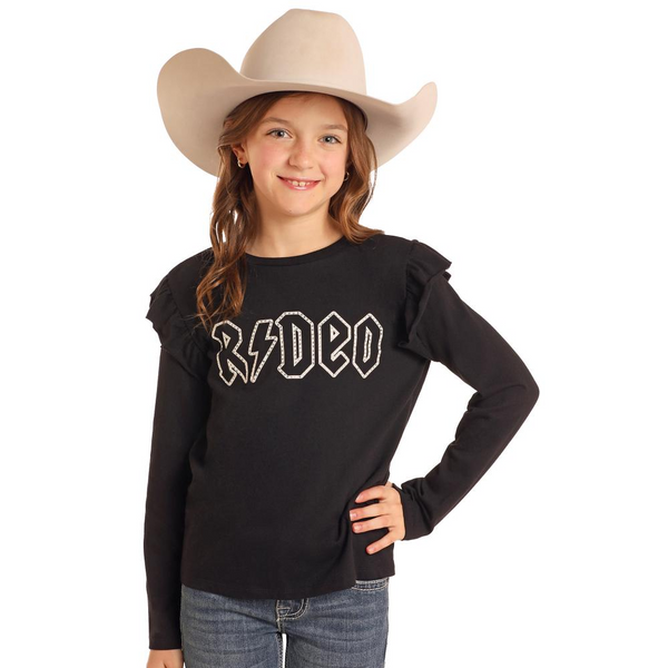 ROCK & ROLL GIRLS RODEO GRAPHIC TEE BLACK BG22T05446