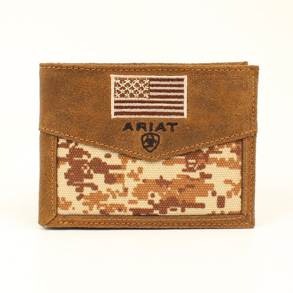 M&F ARIAT MENS DIGITAL CAMO BIFOLD WALLET MEDIUM BROWN A3536844