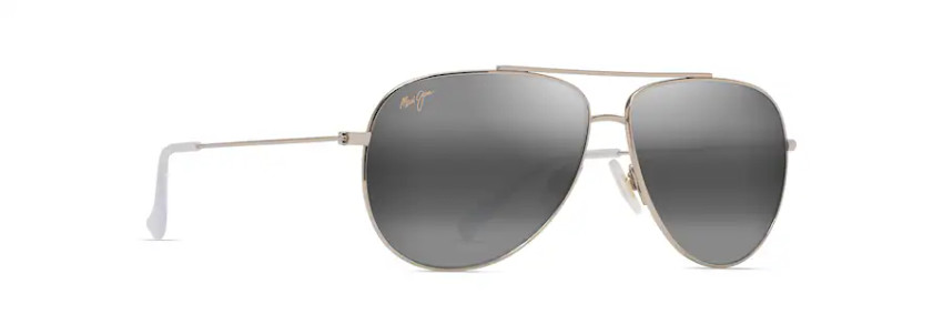 MAUI JIM HAUOLI POLARIZED AVIATOR SUNGLASSES GREY/GOLD 665-16A