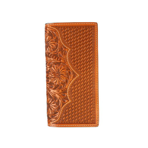 COWBOY CHROME BASKETWEAVE RODEO STYLE WALLET SADDLE TAN W578