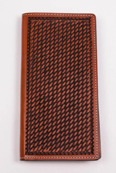 COWBOY CHROME BASKETWEAVE RODEO WALLET COGNAC W406