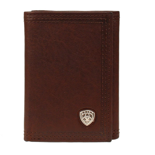 M&F ARIAT CONCHO LEATHER TRIFOLD WALLET DARK COPPER A35122283