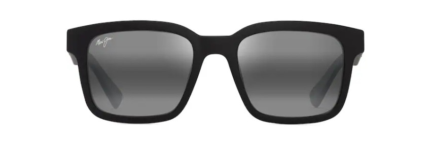 MAUI JIM OPIOPIO ASIAN FIT POLARIZED RECTANGULAR SUNGLASSES GREY/BLACK 659-02