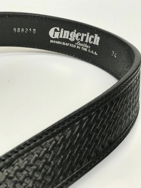 GINGERICH HERITAGE BASKET STAMP LEATHER BELT BLACK  8883-18