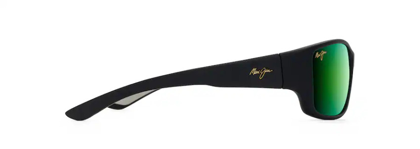 MAUI JIM LOCAL KINE POLARIZED WRAP SUNGLASSES GREEN/BLACK GM810-27M