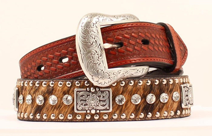 M&F NOCONA MENS CALFHAIR CLEAR RHINESTONE BELT N2442302