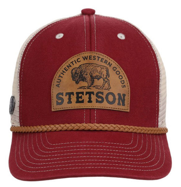 STETSON MENS AUTHENTIC WESTERN GOODS LEATHER CAP RED 07-077-0102-0138