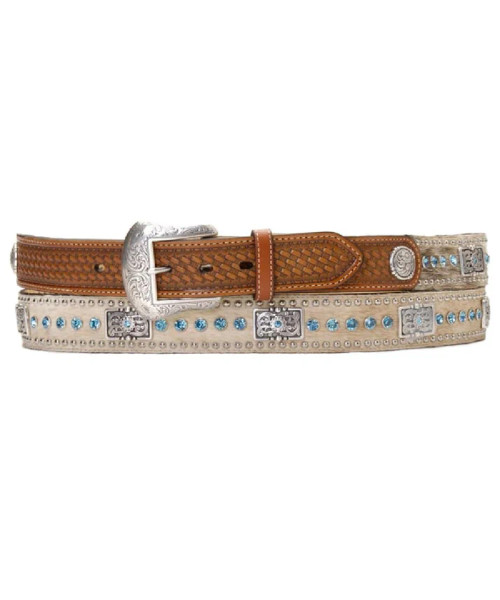 M&F NOCONA CALF HAIR BLUE RHINESTONE BELT N2442148
