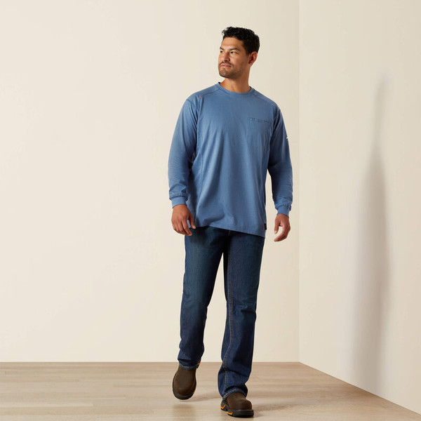 ARIAT FR AIR CREW T-SHIRT MEDIUM BLUE 10062563