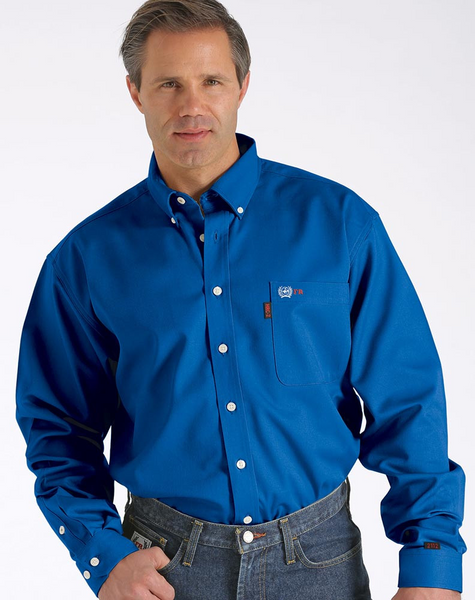 CINCH MENS FLAME RESISTANT BUTTON DOWN SHIRT ROYAL BLUE WLW3001011