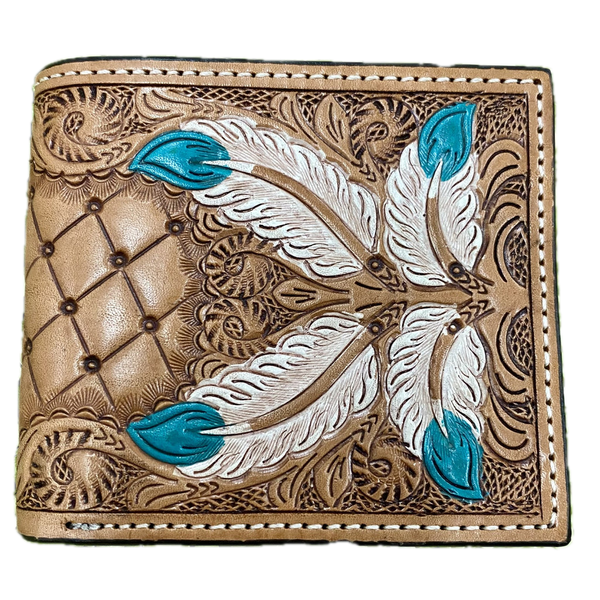 WESTERN FASHION TOOLED LEATHER BIFOLD WALLET H-01NB